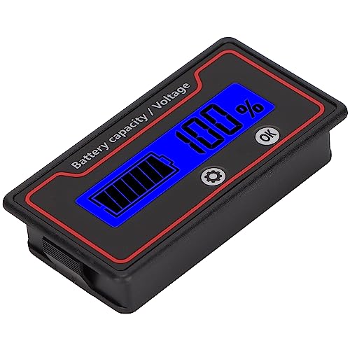 Zunate Batterijmeter, GY-6ST Slimme Batterijniveau LCD-display Licht Alarm Veilig Batterijcapaciteit Spanningsmeter voor Elektrische Voertuigaccu's 12?84V (Blauw licht)