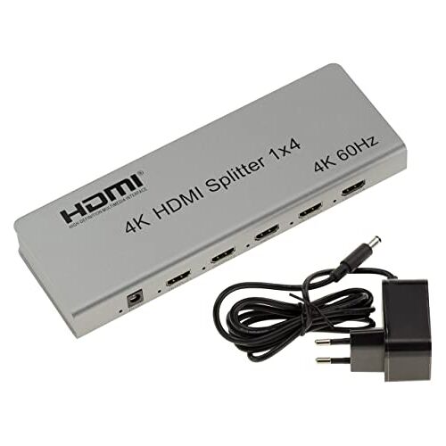 KALEA-INFORMATIQUE KALEA INFORMATIQUE HDMI 2.0 splitter 4K 60Hz voeding 1 op 4 poorten ondersteunt CEC en EDID-management metalen behuizing HDCP 2.2