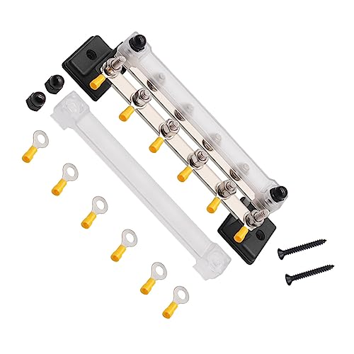 Hemobllo 1 Set Busbar 4 Posities Terminals Terminal Block Blue Bus Para Bateria De Auto Distribution Terminal Block 4-Way Bus Bar Auto Terminal Strips Batterij PC Isolatie Cover