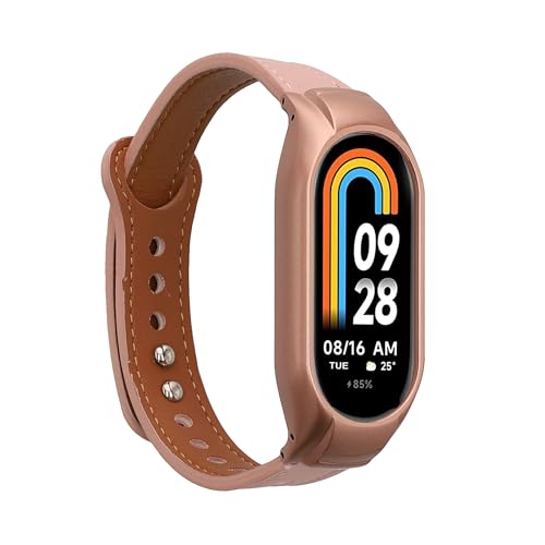 kwmobile Armband compatibel met Xiaomi Mi Band 8, echt leer, fitnesstracker, sportarmband