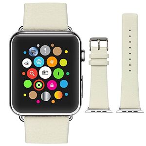 Apple TECHGEAR Horlogeband past Apple Watch 42 mm, lederen band met adapter slank en lichtgewicht wit leer compatibel met alle modellen van 42 mm Apple Watch Series 1, 2, 3