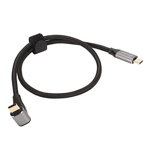 ASHATA 90 Graden USB C Naar USB C-kabel, PD100W Type C PD Snellaadsnoer, Oplader voor Stoomdek, 4K 60 Hz, L-vormig Ontwerp, Nylon Draadmateriaal (50 cm)