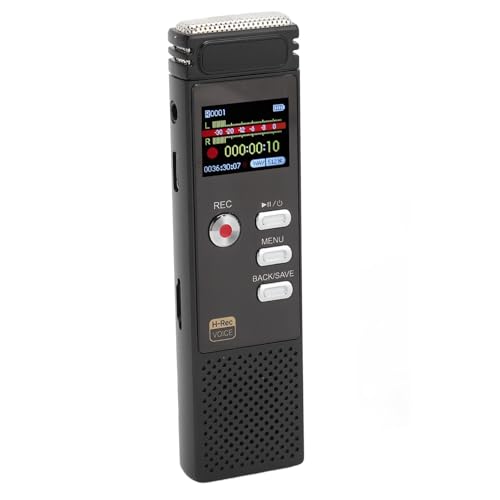 Gugxiom Digitale Voicerecorder Spraakgestuurde Audiorecorder voor Lezingen, Vergaderingen, 1536 Kbps Kleine Oplaadbare Dictafoon met Weergave, Ruisonderdrukking, Microfoon (16G)