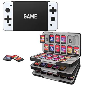 MoKo 72 Game Card Case Compatible with Nintendo Switch OLED 2021/Switch/Switch Lite, Switch Games Holder case for Switch Game Card & SD Card, Slim & Portable Game Card Storage Box, Black & White