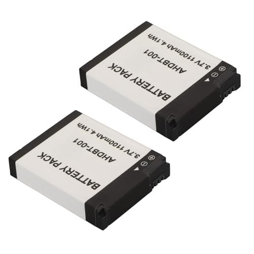 Annadue 2 Stuks Actiecamera-batterij, AHDBT 001 3,7 V 1100 MAh Vervangende Oplaadbare Actiecamera Lithium-ionbatterij voor sportcamera's.