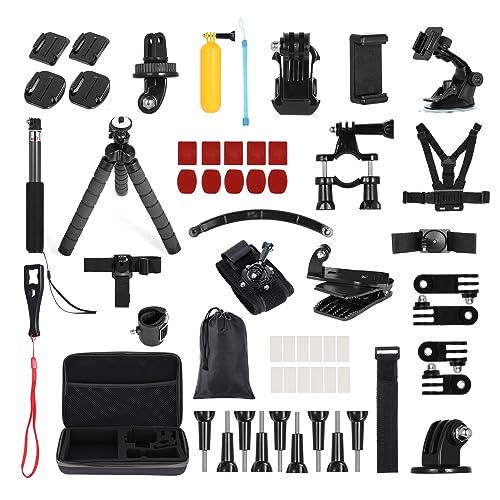 Camnoon 60 in 1 accessoireset voor actiecamera, compatibel met GoPro Hero 11 10 9 8 Max 7 6 5 Insta360 Xiaomi YI actiecamera met draagtas