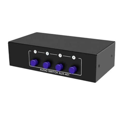 camister RCA AUX Audio Switcher 4 in 1 Out Stereo Audio Selector 4X1 3,5 mm Aux L/R RCA Audio Switch Box Analoge Audio Selector, A