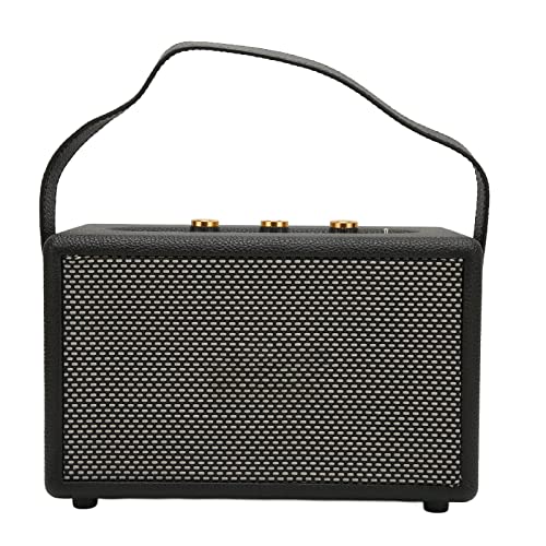 Annadue Vintage -Luidspreker, 5.0 Zware Basmuziekspeler, 10W Lederen Retro Draadloze Luidspreker, Draagbare Buitenluidspreker voor Thuis, Kantoor, Feest, Enz (Zwart)