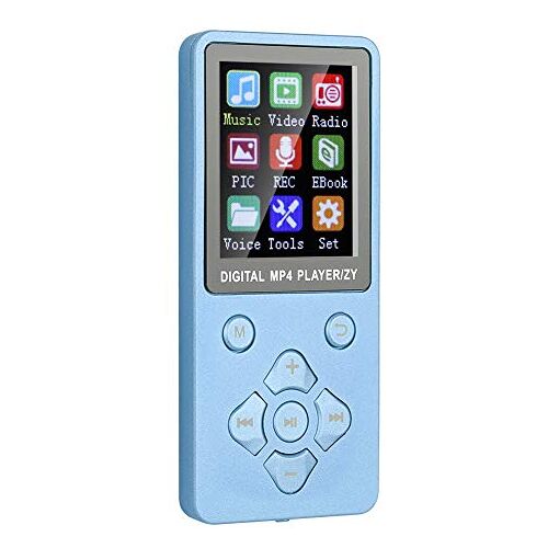 Topiky MP3-speler, MP4-muziekspeler, MP3-muziekspeler met, T1-muziek MP3-MP4-speler 8G -ondersteuning 32G-geheugenkaart Kruisvormige Knoppen (Blauw)