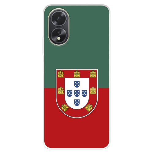 LA CASA DE LAS CARCASAS Beschermhoes voor Oppo A38 A18 van de Portugese voetbalbond Bicolor transparant ter bescherming van je mobiele telefoon, flexibele siliconen hoes, officieel gelicentieerd Portugese voetbalbond