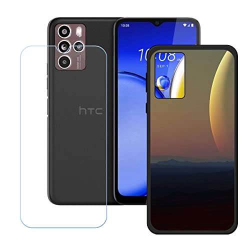 Generic TPU Cover voor HTC U23 Pro + HD gehard glas, siliconen omhulsel bumper beschermende achterkant van de behuizing 9 hardheid anti-kras schermbeschermer voor HTC U23 Pro (6,8 inch) KE29