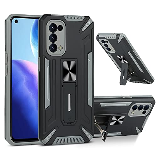 LVSHANG Telefooncase Case for Oppo Reno 5 (buitenlands), for Oppo Reno 5 (Buitenlandse) Case Heavy Duty Shock Absorptie Full Body Protectment Tpu Rubber met hard Pc Telefoonhoes (Color : Gray+black)