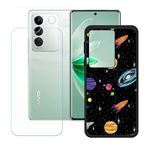 Generic KE165 TPU Cover voor Vivo S17 + HD gehard glas, siliconen omhulsel bumper beschermende achterkant van 9 hardheden anti-kras schermbeschermer voor Vivo S17 (6,7 inch) KE165