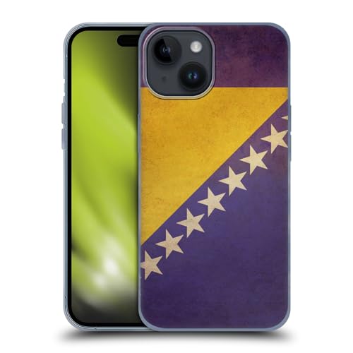 Head Case Designs Bosnië en Herzegovina Bosnisch Vintage Vlaggen Set 2 Soft Gel Case Hoesje compatibel met Apple iPhone 15