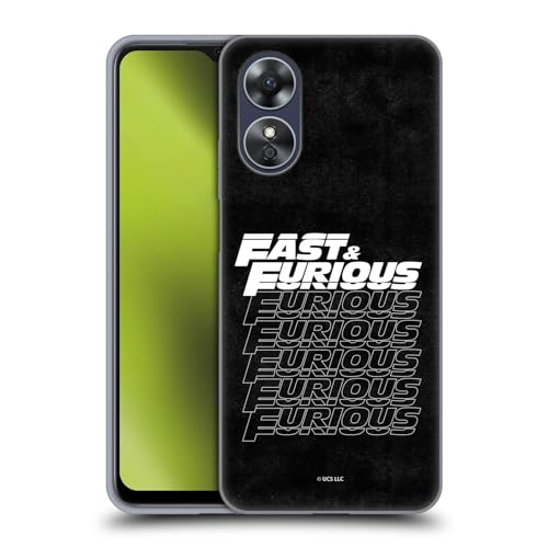 Head Case Designs Officieel Gelicentieerd Fast & Furious Franchise Zwarte Tekst Kunst Met Logo Soft Gel Case Hoesje compatibel met Oppo A17