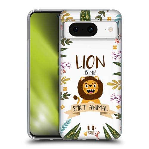 Head Case Designs Leeuw Spirit Animal Illustraties Soft Gel Case Hoesje compatibel met Google Pixel 8