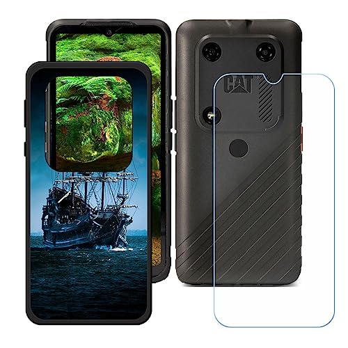 Generic TPU Cover voor Cat S53 + HD gehard glas, siliconen omhulsel bumper beschermende achterkant van de behuizing 9 hardheid anti-kras schermbeschermer voor kat S53 (6,8 inch) KE33