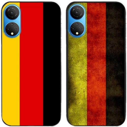 Generic 2 Stks Retro Duitsland Duitsland Duitsland Vlag Gedrukt TPU Gel Siliconen Achterkant Telefoon Case Cover voor Huawei Honor All Series (Honor X7)