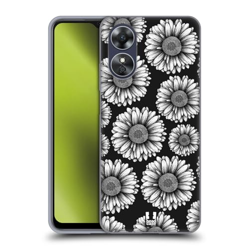 Head Case Designs Gerbera Madeliefjes Lithografische Bloeit Soft Gel Case Hoesje compatibel met Oppo A17