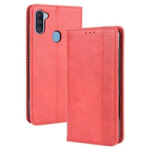 XINNI Beschermend telefoonhoesje voor Samsung Galaxy A11 (M11), PU/TPU vintage lederen schokbestendige flipcover-hoes, magnetisch, boekstijl-portemonnee, rood