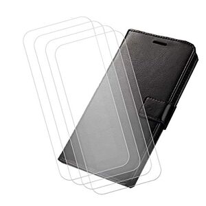 YZKJSZ Cover voor HTC U23 Pro 5G (6,8 inch) hoes + [4 stuks] screen protector beschermfolie, flip PU lederen hoes mobiele telefoon tas case met kaartsleuf en standaard beschermhoes GZ1 zwart