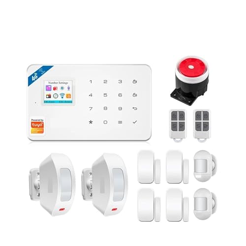 FLyife W184 Tuya Beveiliging Smart Home GSM 4G WIFI Alarmen Anti Diefstal Alarmsysteem Kit Sensor 6 Talen Garage (Color : KIT 2, Size : 1)