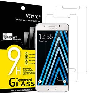 NEW'C 2 Stuks, Screen Protector voor Samsung Galaxy A3 2016, Gehard Glass Schermbeschermer Film 0.33 mm ultra transparant, ultra resistent, Anti-kras, anti-vingerafdrukken