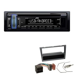 401+Einbauset JVC KD-T401 1-DIN autoradio MP3 USB AUX CD receiver met inbouwset geschikt voor Opel Meriva 2003-2010 Charcoal-metallic