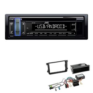 401+Einbauset JVC KD-T401 1-DIN autoradio MP3 USB AUX CD receiver met inbouwset geschikt voor Volkswagen VW Caddy III vanaf 2003 zwart incl. Canbus