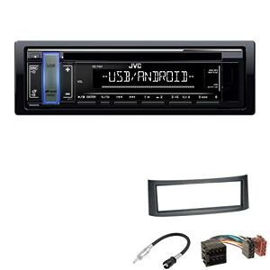 401+Einbauset JVC KD-T401 1-DIN autoradio MP3 USB AUX CD receiver met inbouwset geschikt voor Smart Roadster 2003-2005 antraciet