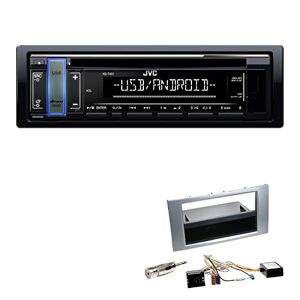 401+Einbauset JVC KD-T401 1-DIN autoradio MP3 USB AUX CD receiver met inbouwset geschikt voor Ford Galaxy 2006-2007 zilver incl. Canbus