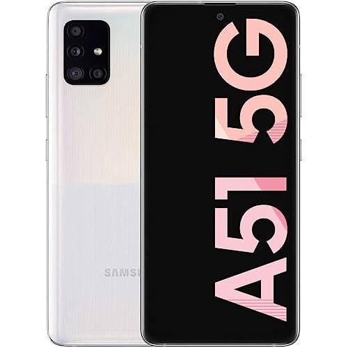 Samsung Galaxy A51 Smartphone 128 GB mobiele telefoon zonder abonnement, 4 camera's 48/12/5/5 MP, selfiecamera 32 MP, 6,5 inch Super AMOLED-display, Android 10 tot 13 Duitse versie (5G, wit), SM-A51