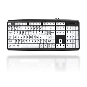 KUIDAMOSyfz295iwrc-01 met witte grootlettertoetsen, Low Vision-toetsenbord, voor kantoorhuishouden,(black)