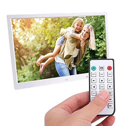 Tosuny 17 "draagbare digitale fotolijst LED-scherm filmspeler digitale fotolijst met aanraakknop 110V-240V (wit, EU-stekker)