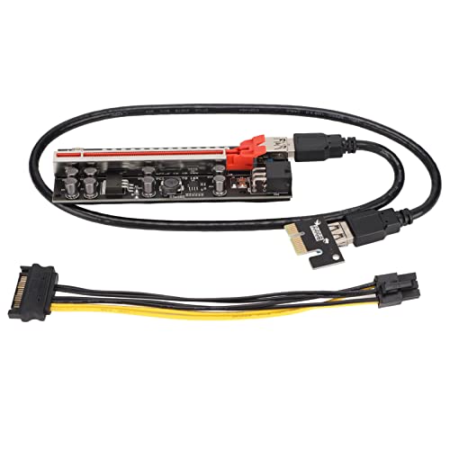 PUSOKEI PCI-E Riser 1X Naar 16X GPU Riser Adapter Card 6PIN + 4PIN 8 Excicon-condensatoren, USB 3.0 PCIE Riser Splitter, voor Grafische Kaart Ethereum Bitcoin-mijnbouwapparatuur