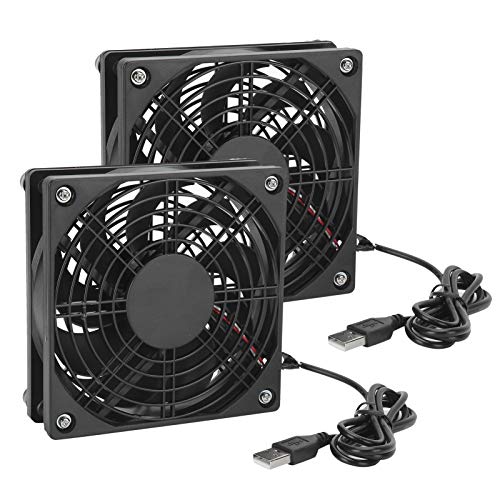 ASHATA 2 PACK Geluidsarme Koelventilator, Usb-koelventilatoren voor Elektronische Apparatuur, 120 X 120 X 25 Mm Laptop-koelventilator, Stille USB-ventilator, Vervangende Radiator voor