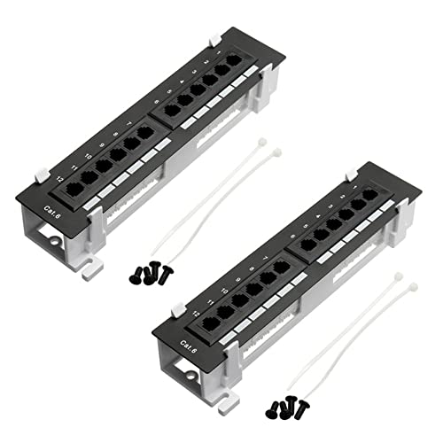 TsoLay 2X Netwerk Tool Kit 12 Poort CAT6 Patch Panel RJ45 Netwerken Muur Mount Rack met Oppervlak Muur Mount Beugel