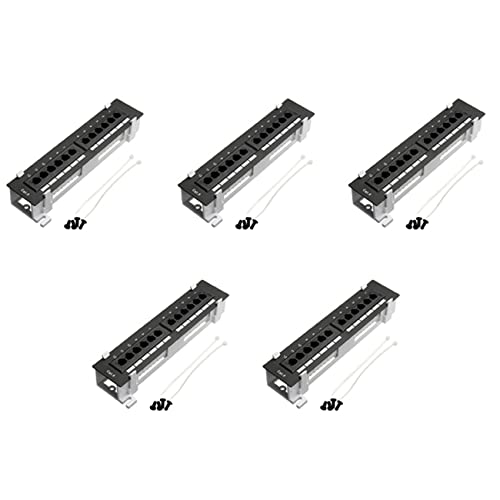 shanpu 5X Netwerk Tool Kit 12 Poort CAT6 Panel RJ45 Netwerken Muur Mount Rack met Oppervlak Muur Mount Beugel