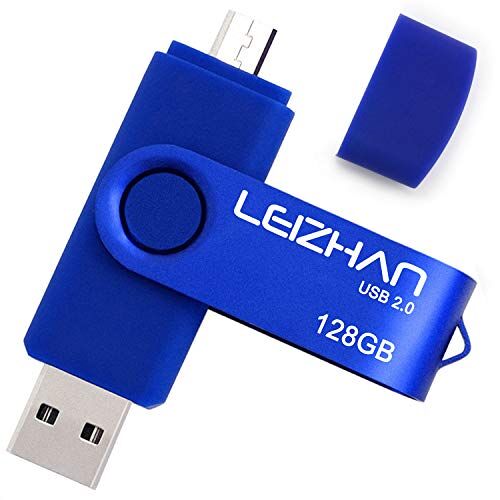 leizhan USB Stick 128GB Micro 2-in-1 OTG Flash Drive Pen Drive voor Micro telefoon pc (128GB, blauw)
