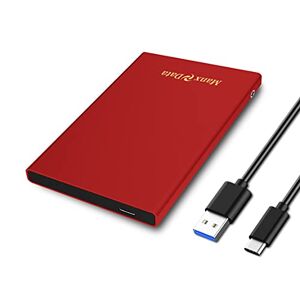 Manxdata 2,5 inch harde schijf en SSD-behuizing, USB C externe HDD Caddy met 10 Gbps, UASP, USB 3.1 Gen 2, compatibel met 2,5 SATA SSD/HDD PS5/4 Xbox TV Laptop MacBook PC (rood)