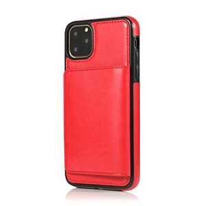 MXBXLG Lederen Portemonnee Case Voor iPhone 5 5S 6 6S 7 8 Plus 11 Pro Max 12 Mini 12 Pro Max SE 2020 X XR XS Max Met Card Pocket Case Cover, rood, Voor iPhone 11 Pro