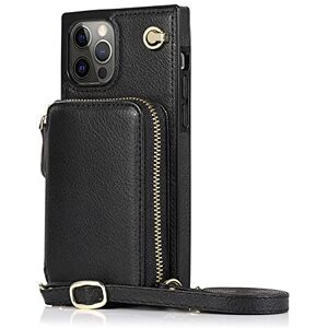 MMYANG Luxe Effen Kleur Rits Portemonnee Telefoon Case voor iPhone 11 12 13 Pro Max 6 7 8 SE 2020 6P 7P 8P X XR XS MAX Kaarthouder Portemonnee Achterkant, Zwart, voor iphone 12 pro