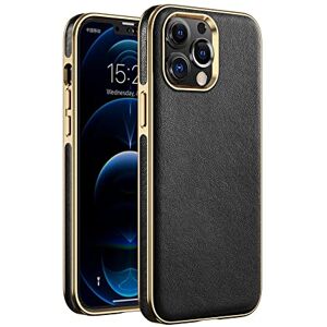 MXBXLG Zakelijk galvaniseren PU effen kleur telefoonhoesje voor iPhone 13 12 11 pro max XR Xs 8 7 6 Plus valbestendig TPU telefoonhoesje, zwart, voor iPhone 11 Pro