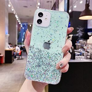 GORJO Clear Glitter Star Telefoon Case Voor iPhone 13 12 Mini 11 Pro Max X XS XR 8 7 6 6S Plus SE 2020 Gradiënt Pailletten Transparant Cover, groen, voor iPhone 7