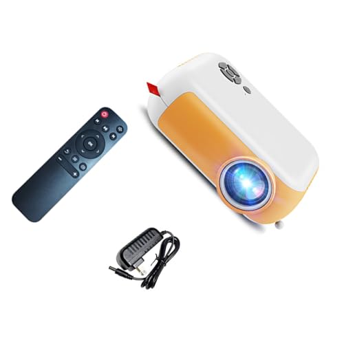 kawehiop Projector Draadloze WIFI Camping Projectoren Draagbare TV Home Theater Video Ondersteuning Game Projectoren 360 Pixel Mini Beamer, Wit geel