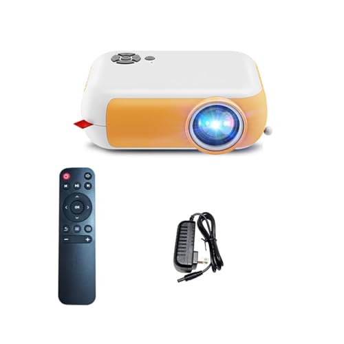 budiniao Projector Draadloze WIFI 1080P Projectoren Draagbare 4K 2.4G TV Home Theater Game Projectoren 360 Pixel Mini Beamer, Wit geel