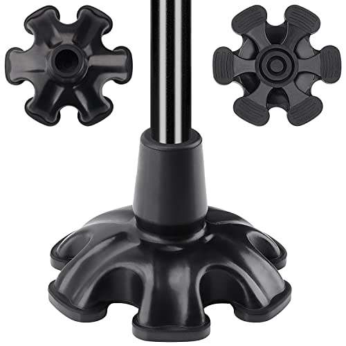 supregear Rietpunt met 6 Prong, Antislip 6-Ondersteuning Rubberen Rietpunt Zelfstaand Vervanging Rietpunt voor Diameter van 16 mm Standaard Wandelstok Opvouwbare Riet Stokaccessoire, Zwart