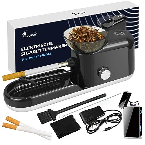 RYUKAI Elektrische Sigarettenmaker Sigarettenmaker Met Aansteker Sigarettenmachine Complete Set Zwart