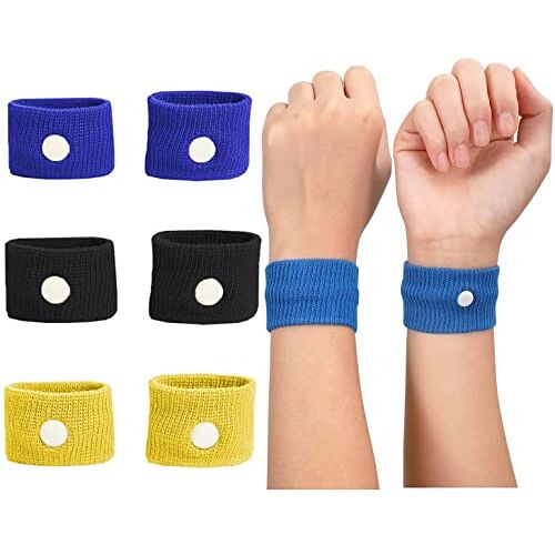 Lonnalee Anti-misselijkheidsarmband, polsband ter verlichting van misselijkheid, reisziekten, natuurlijke acupressuurarmband, 6 stuks