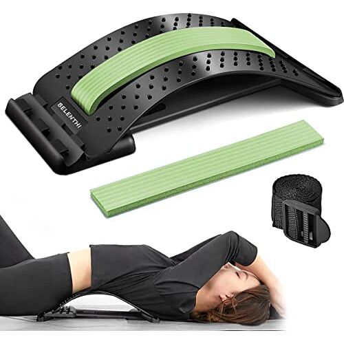 Belenthi rugstretcher met montageband- Bakcstrecher Rugmassage voor rugklachten Verstelbaar in 3 standen- (Groen)